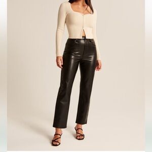 Abercrombie Curve Love Vegan Leather Ankle Straight Pant 31/12 Long